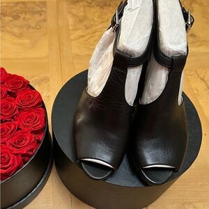 Clarks Black Peep-Toe Heels